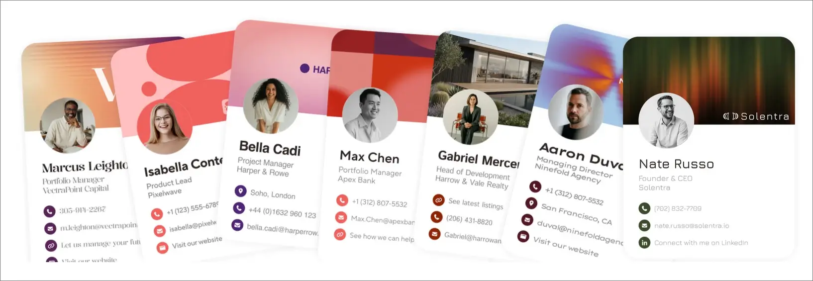 Blinq digital business card profile example on mobile.