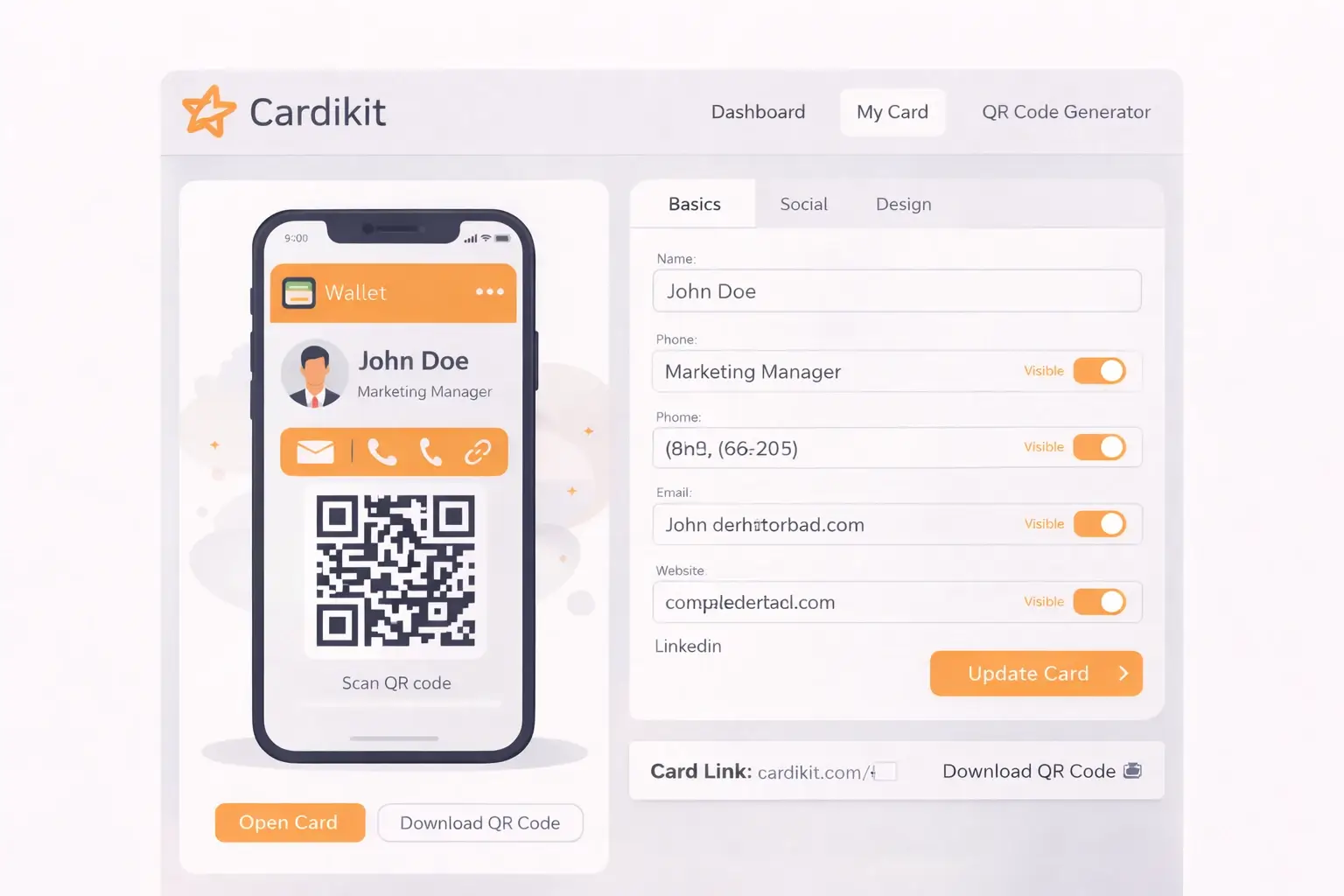 Cardikit free digital business card interface