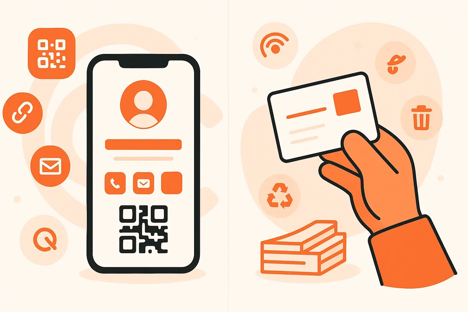 Comparison of digital business cards vs paper business cards