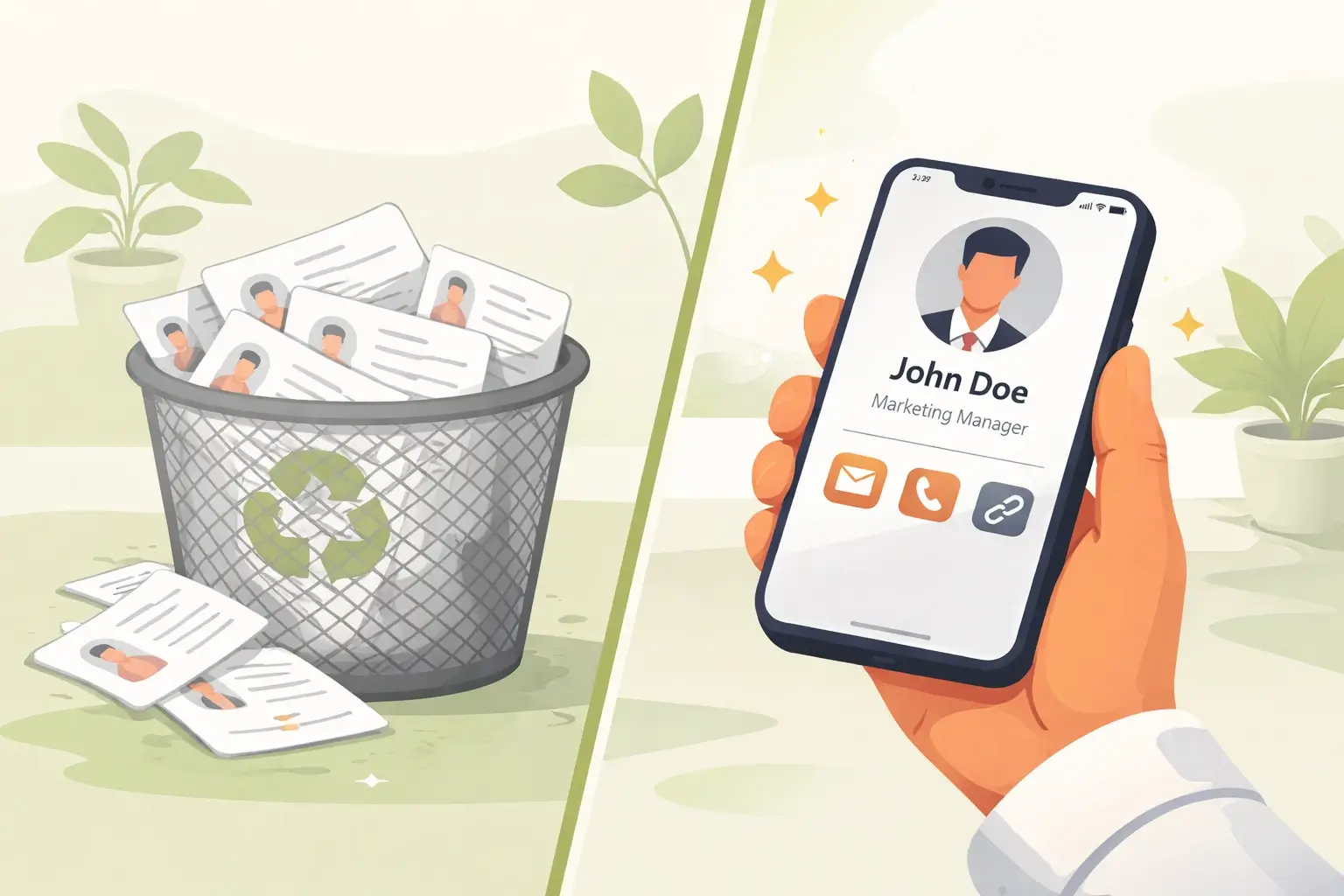 traditional business cards thrown away