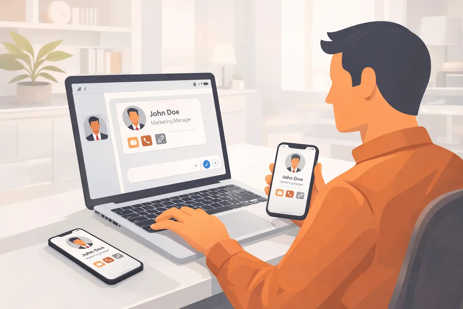 freelancer creating a digital business card