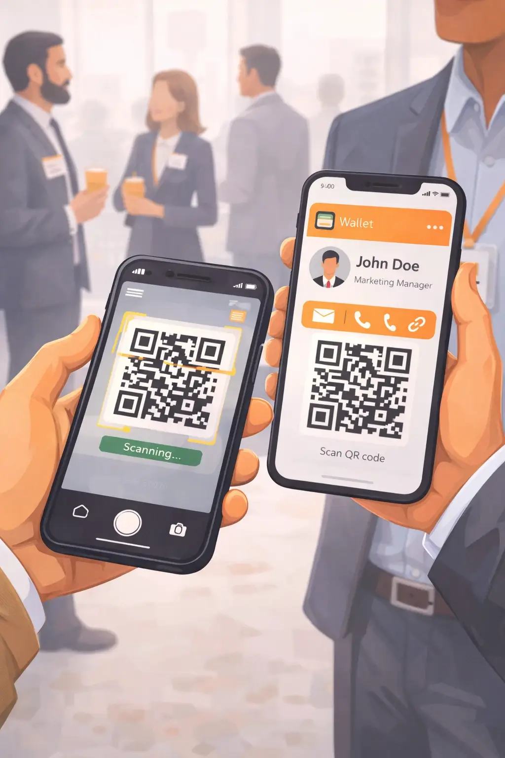 Sharing a free digital business card using a QR code