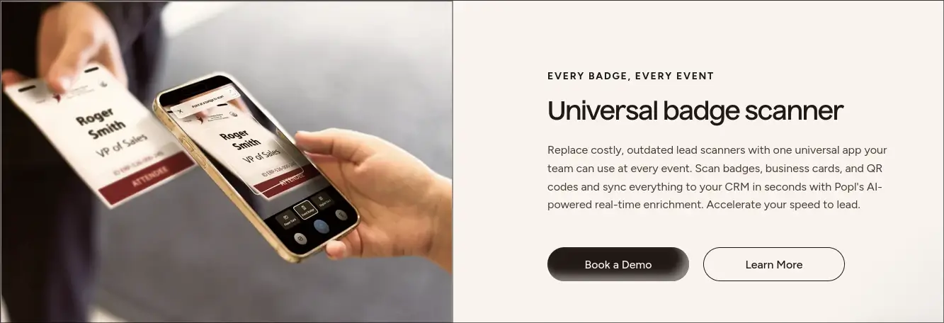 Popl in-person lead capture workflow example for events and conferences