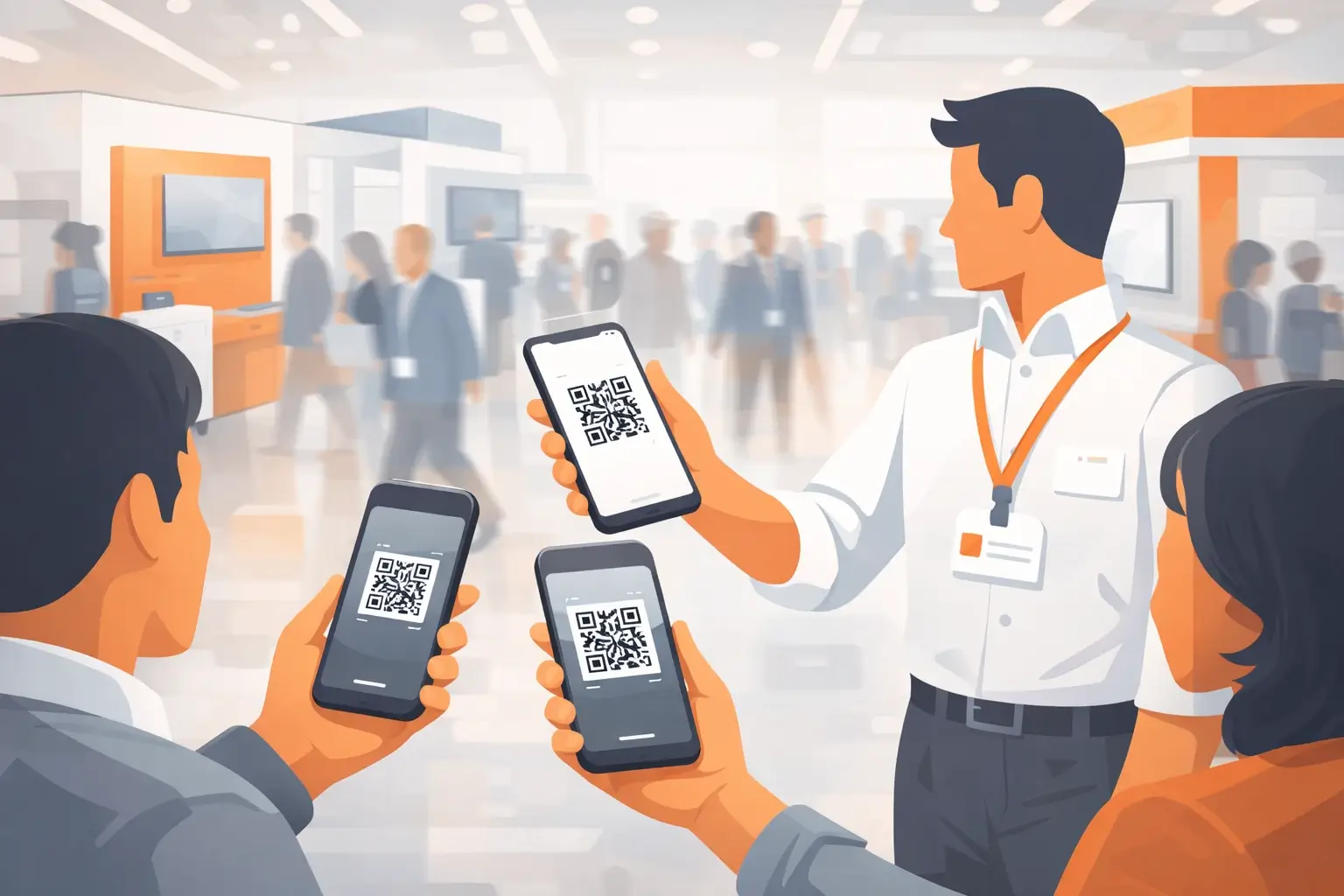 sharing digital business cards at an event